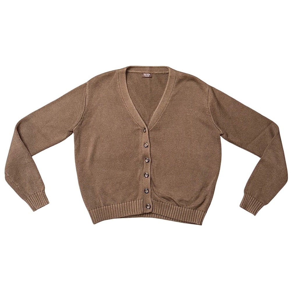 John Galt Brandy Melville Brown V-Neck Button Front Knit Cardigan One Size